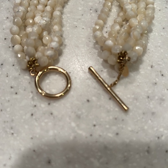 ZOE B 14k Gold and White Bead Multi Strand Necklace - Picture 5 of 6